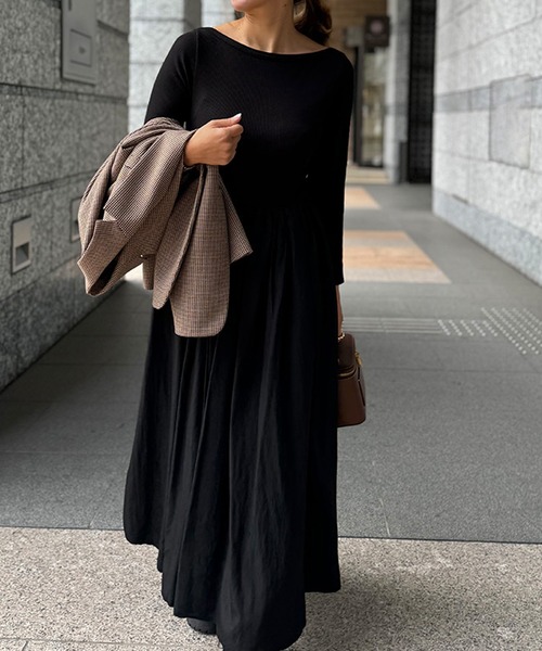 ST.ROONEY(セントルーニー)の「ボートネックリブトップワンピース【低身長・小柄女性向け】(ワンピース・レディース・ブラック系その他/ブラック・XS)」の2枚目の写真