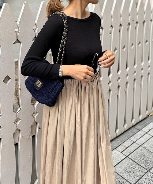 ST.ROONEY(セントルーニー)の「ボートネックリブトップワンピース【低身長・小柄女性向け】(ワンピース・レディース・ブラック系その他/ブラック・XS)」の4枚目の写真