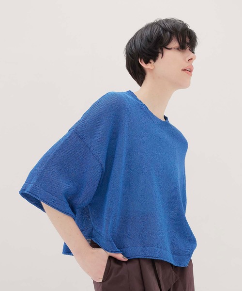 DRESSLAVE(ドレスレイブ)の「paper yarn crew neck T(ペーパーヤーンクルーネックTシャツ)(ニット/セーター・レディース・ブラック/ブルー/ホワイト・38)」の3枚目の写真