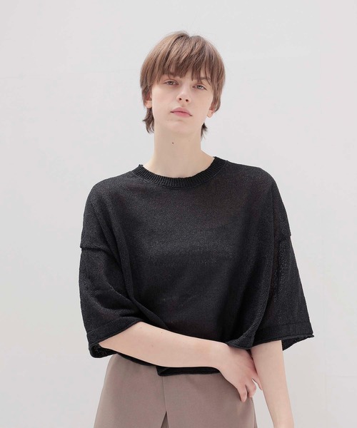DRESSLAVE(ドレスレイブ)の「paper yarn crew neck T(ペーパーヤーンクルーネックTシャツ)(ニット/セーター・レディース・ブラック/ブルー/ホワイト・38)」の2枚目の写真