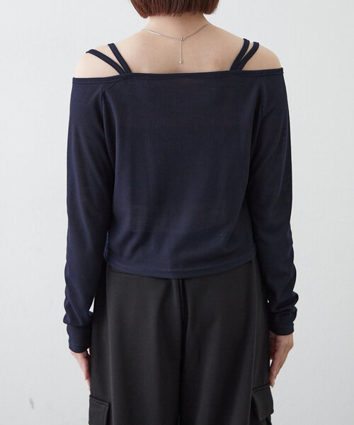 セール】[mline]ショルダー アウトデザインTシャツ（Tシャツ