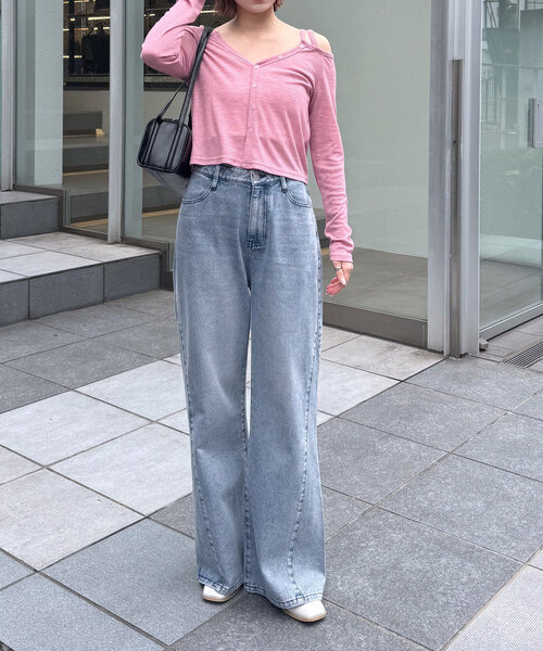 mline]ショルダー アウトデザインTシャツ（Tシャツ/カットソー