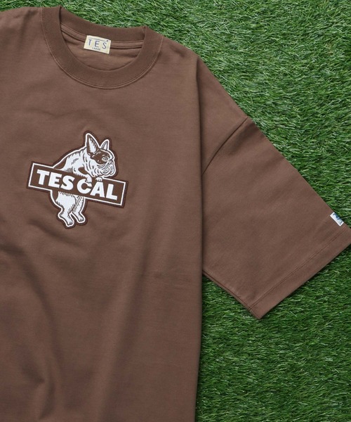 The Endless Summer(エンドレスサマー)の「TES CAL FELT WAPPEN BIG T-SHIRT / ビッグシルエットTシャツ(Tシャツ/カットソー・メンズ・ブラック/ホワイト/ネイビー/ブラウン・X-LARGE/LARGE/MEDIUM/SMALL)」の2枚目の写真