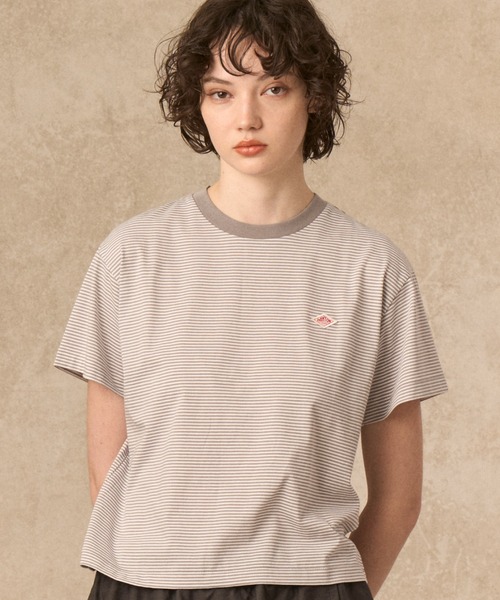 DANTON(ダントン)の「WOMEN'S SHORT SLEEVE SEMI CROP T-SHIRT STRIPE(Tシャツ/カットソー・レディース・ブルー系その他6/グレー系その他/ブルー系その他5/ブルー系その他/ベージュ系その他/レッド系その他・S/M)」の2枚目の写真