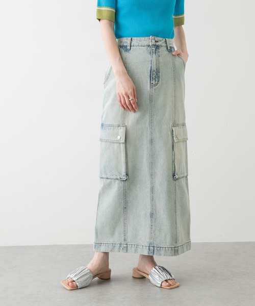 SENSE OF PLACE by URBAN RESEARCH（センスオブプレイスバイアーバンリサーチ）の「カーゴデニムスカート（スカート・レディース・ライトインディゴブルー/インディゴブルー・SMALL/MEDIUM）」の3枚目の写真