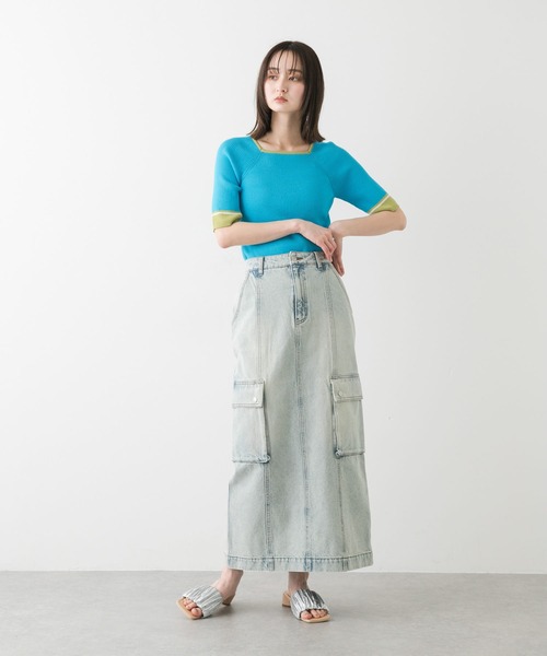 SENSE OF PLACE by URBAN RESEARCH（センスオブプレイスバイアーバンリサーチ）の「カーゴデニムスカート（スカート・レディース・ライトインディゴブルー/インディゴブルー・SMALL/MEDIUM）」の7枚目の写真