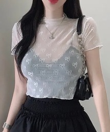 sheer ribbon crop tops