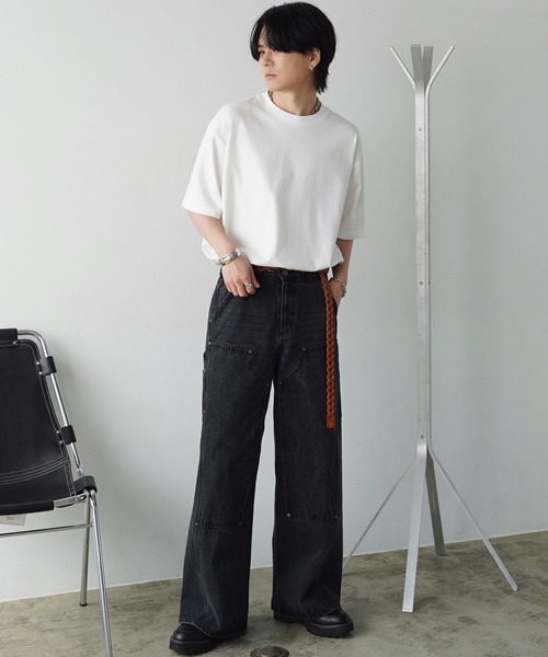 DOUBLE KNEE CURVED SEEM BAGGY DENIM（デニムパンツ）｜WYM