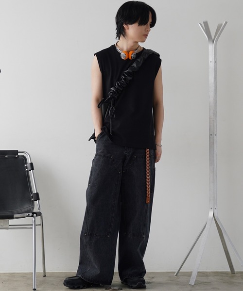DOUBLE KNEE CURVED SEEM BAGGY DENIM（デニムパンツ）｜WYM