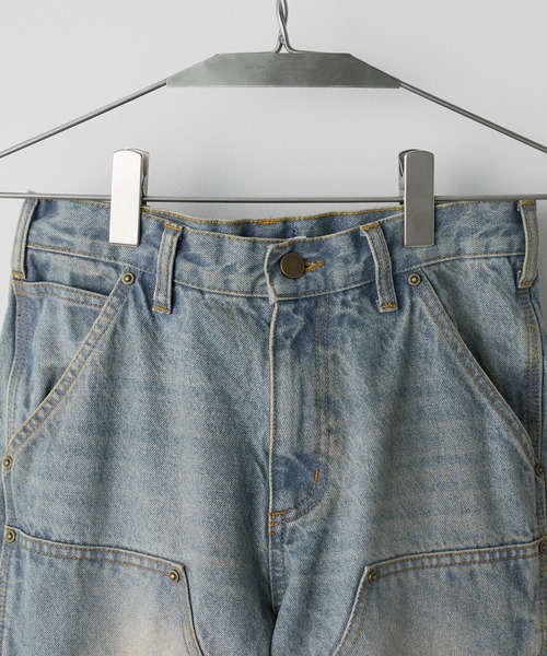 DOUBLE KNEE CURVED SEEM BAGGY DENIM（デニムパンツ）｜WYM