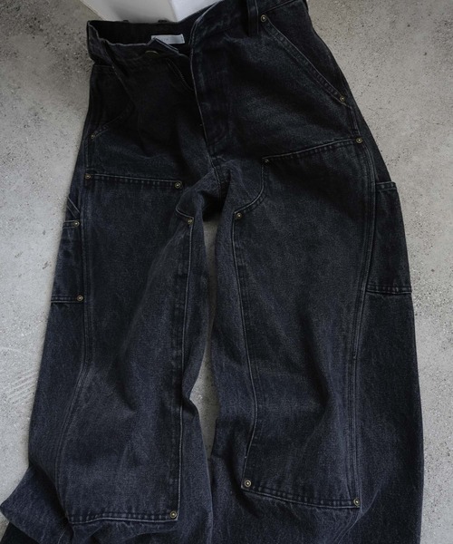 DOUBLE KNEE CURVED SEEM BAGGY DENIM（デニムパンツ）｜WYM
