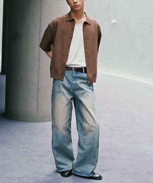 DOUBLE KNEE CURVED SEEM BAGGY DENIM（デニムパンツ）｜WYM