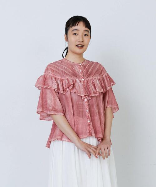 LOISIR(ロワズィール)の「インドピグメントダイデザインブラウス(シャツ/ブラウス・レディース・ピンク/ネイビー・FREE)」の1枚目の写真