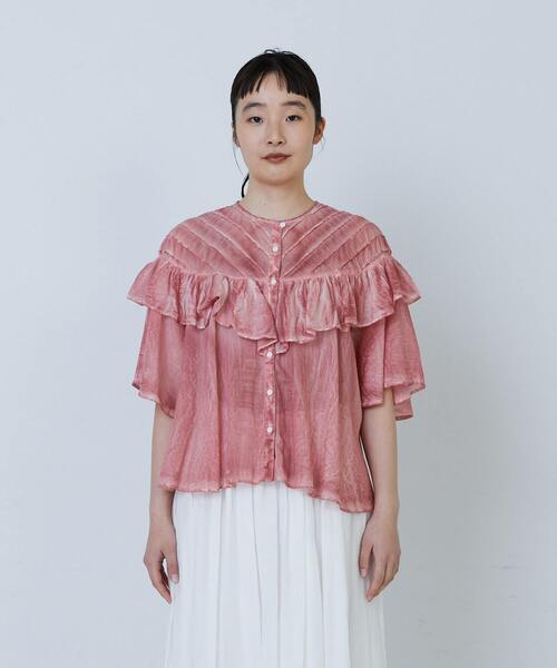 LOISIR(ロワズィール)の「インドピグメントダイデザインブラウス(シャツ/ブラウス・レディース・ピンク/ネイビー・FREE)」の7枚目の写真