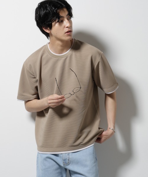 NANO universe（ナノユニバース）の「ガーターフェイクレイヤードTシャツ 半袖（Tシャツ/カットソー・メンズ・ホワイト/ブラウン/チャコール/グレー系その他4・S/M/L）」の3枚目の写真