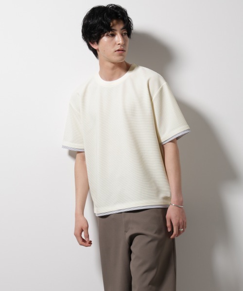 NANO universe（ナノユニバース）の「ガーターフェイクレイヤードTシャツ 半袖（Tシャツ/カットソー・メンズ・ホワイト/ブラウン/チャコール/グレー系その他4・S/M/L）」の12枚目の写真