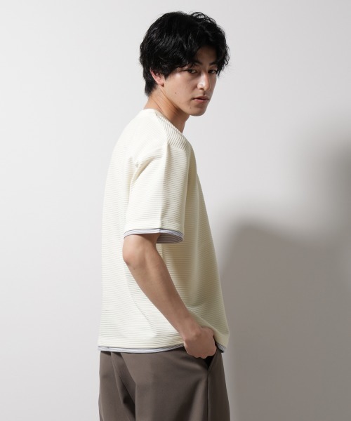 NANO universe（ナノユニバース）の「ガーターフェイクレイヤードTシャツ 半袖（Tシャツ/カットソー・メンズ・ホワイト/ブラウン/チャコール/グレー系その他4・S/M/L）」の11枚目の写真