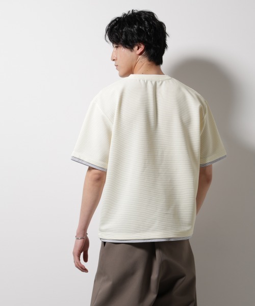 NANO universe（ナノユニバース）の「ガーターフェイクレイヤードTシャツ 半袖（Tシャツ/カットソー・メンズ・ホワイト/ブラウン/チャコール/グレー系その他4・S/M/L）」の10枚目の写真