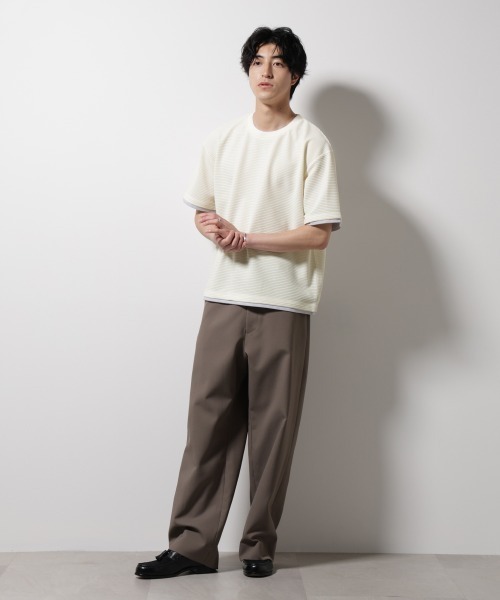 NANO universe（ナノユニバース）の「ガーターフェイクレイヤードTシャツ 半袖（Tシャツ/カットソー・メンズ・ホワイト/ブラウン/チャコール/グレー系その他4・S/M/L）」の9枚目の写真