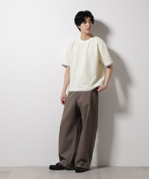 NANO universe（ナノユニバース）の「ガーターフェイクレイヤードTシャツ 半袖（Tシャツ/カットソー・メンズ・ホワイト/ブラウン/チャコール/グレー系その他4・S/M/L）」の8枚目の写真