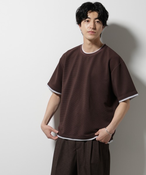 NANO universe（ナノユニバース）の「ガーターフェイクレイヤードTシャツ 半袖（Tシャツ/カットソー・メンズ・ホワイト/ブラウン/チャコール/グレー系その他4・S/M/L）」の20枚目の写真