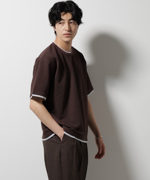 NANO universe（ナノユニバース）の「ガーターフェイクレイヤードTシャツ 半袖（Tシャツ/カットソー・メンズ・ホワイト/ブラウン/チャコール/グレー系その他4・S/M/L）」の19枚目の写真