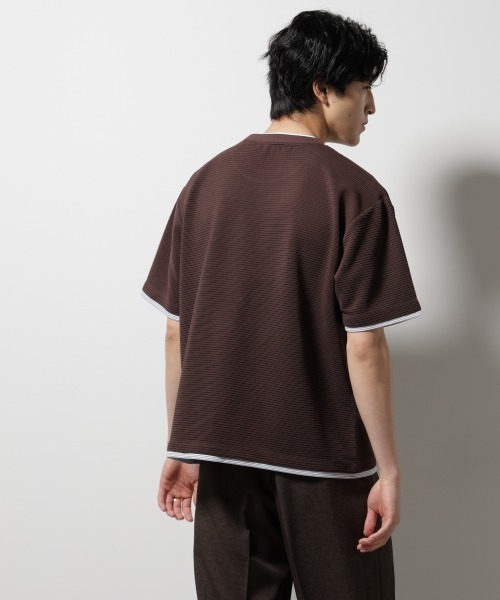 NANO universe（ナノユニバース）の「ガーターフェイクレイヤードTシャツ 半袖（Tシャツ/カットソー・メンズ・ホワイト/ブラウン/チャコール/グレー系その他4・S/M/L）」の18枚目の写真