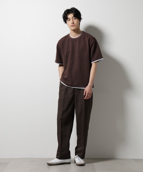 NANO universe（ナノユニバース）の「ガーターフェイクレイヤードTシャツ 半袖（Tシャツ/カットソー・メンズ・ホワイト/ブラウン/チャコール/グレー系その他4・S/M/L）」の17枚目の写真