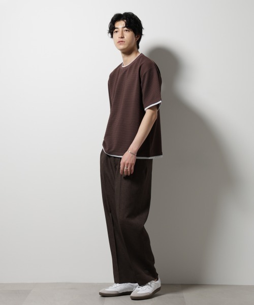 NANO universe（ナノユニバース）の「ガーターフェイクレイヤードTシャツ 半袖（Tシャツ/カットソー・メンズ・ホワイト/ブラウン/チャコール/グレー系その他4・S/M/L）」の16枚目の写真