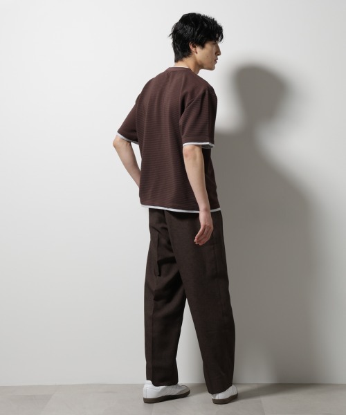 NANO universe（ナノユニバース）の「ガーターフェイクレイヤードTシャツ 半袖（Tシャツ/カットソー・メンズ・ホワイト/ブラウン/チャコール/グレー系その他4・S/M/L）」の14枚目の写真