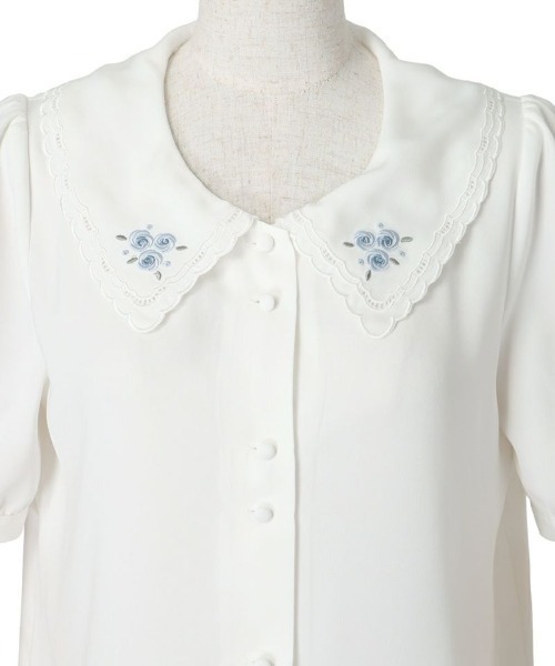 F i.n.t（フィント）の「リトルローズ刺繍カットワーク衿ブラウス【お揃いのローズ刺繍カーディガン展開】/ fint　フィント（シャツ/ブラウス・レディース・ホワイト×ブルー/ホワイト×ピンク/ホワイト×イエロー・FREE）」の12枚目の写真