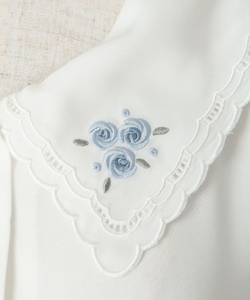 F i.n.t（フィント）の「リトルローズ刺繍カットワーク衿ブラウス【お揃いのローズ刺繍カーディガン展開】/ fint　フィント（シャツ/ブラウス・レディース・ホワイト×ブルー/ホワイト×ピンク/ホワイト×イエロー・FREE）」の15枚目の写真