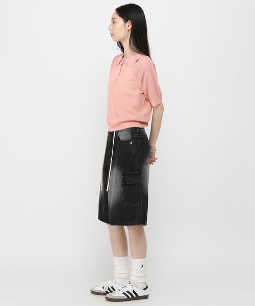 3.3 Field Trip (3.3フィールドトリップ)の「3.3 Field Trip/メッシュポロニット半袖(ニット/セーター・レディース・ピンク/アイボリー/ブラック・FREE)」の6枚目の写真