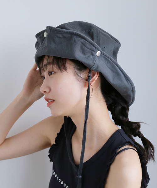 OPEN Yy（オープンワイワイ）の「【OPEN YY / オープンワイワイ】 Woven FOLDABLE WIDE BRIM HAT YY252AC002（ハット・レディース・ブラック・FREE）」の2枚目の写真