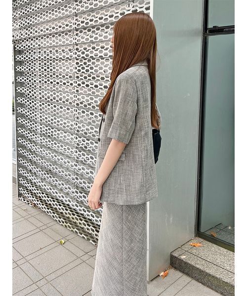 SNIDEL(スナイデル)の「ハーフスリーブジャケット(テーラードジャケット・レディース・アイボリー/ブラック/チェック・F)」の10枚目の写真