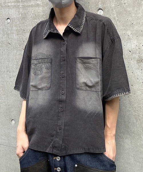 MandO（Auntie Rosa）（エムオー）の「【MandO】ヴィンテージ加工ドッグロゴステッチシャツ（シャツ/ブラウス・メンズ・ブラック/チャコール/ブラウン・LARGE/MEDIUM）」の8枚目の写真