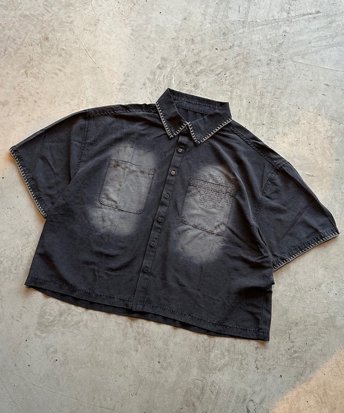 MandO（Auntie Rosa）（エムオー）の「【MandO】ヴィンテージ加工ドッグロゴステッチシャツ（シャツ/ブラウス・メンズ・ブラック/チャコール/ブラウン・LARGE/MEDIUM）」の4枚目の写真