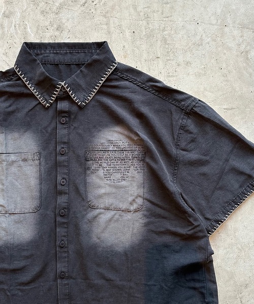 MandO（Auntie Rosa）（エムオー）の「【MandO】ヴィンテージ加工ドッグロゴステッチシャツ（シャツ/ブラウス・メンズ・ブラック/チャコール/ブラウン・LARGE/MEDIUM）」の5枚目の写真