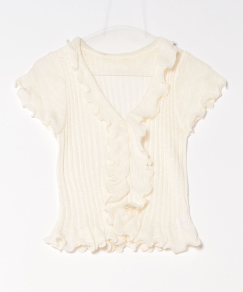 Lace Ladies(レースレディース)の「フロント フリル メロー リブ ニット トップス(ニット/セーター・レディース・グレー/ブルー/ブラック/アイボリー・FREE)」の16枚目の写真