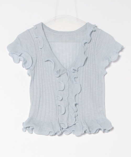 Lace Ladies(レースレディース)の「フロント フリル メロー リブ ニット トップス(ニット/セーター・レディース・グレー/ブルー/ブラック/アイボリー・FREE)」の17枚目の写真