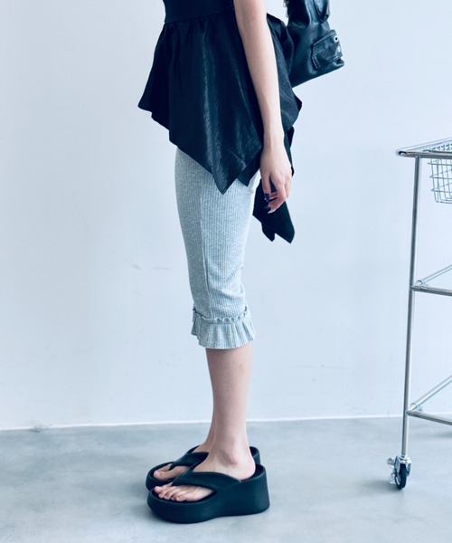 セール】【ストレッチリブ】フリルハーフレギンス（その他パンツ