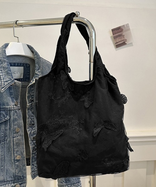 Miniministore(ミニミニストア)の「蝶モチーフトートバッグ大容量肩掛けバッグ(トートバッグ・レディース・アイボリー/ブラック・FREE)」の13枚目の写真
