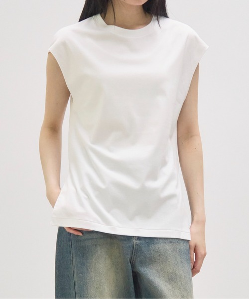 GOOD PEOPLE GOOD STITCHING GOOD PRODUCT(グッドピープルグッドスティッチンググッドプロダクト)の「【GOOD PEOPLE GOOD STITCHING GOOD PRODUCT/グッドピープルグッドスティッチンググッドプロダクト】French Sleeve T/フレンチスリーブTシャツ(Tシャツ/カットソー・レディース・ホワイト/ネイビー/ブラック・SMALL)」の2枚目の写真