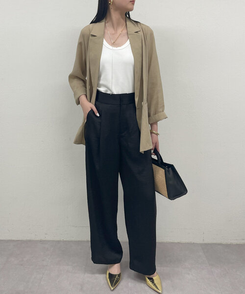 LOUNGEDRESS（ラウンジドレス）の「ワイドベルトサテンパンツ（その他パンツ・レディース・ブラック/アイボリー・MEDIUM/SMALL）」の19枚目の写真