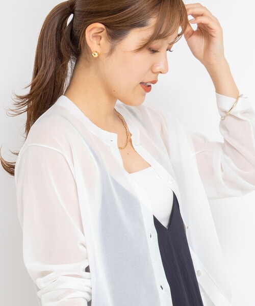 NOLLEY’S(ノーリーズ)の「《手洗い可能》《アンサンブル対応》シアーラメ天竺長袖クルーネックカーディガン(カーディガン/ボレロ・レディース・ブラック/オフホワイト/ラベンダー・38)」の15枚目の写真