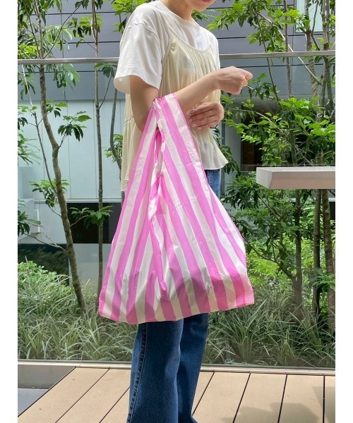 BAGGU(バグー)の「【BAGGU(バグゥ)】STANDARD25ストライプ(トートバッグ・レディース・ピンク/ブルー・0)」の1枚目の写真