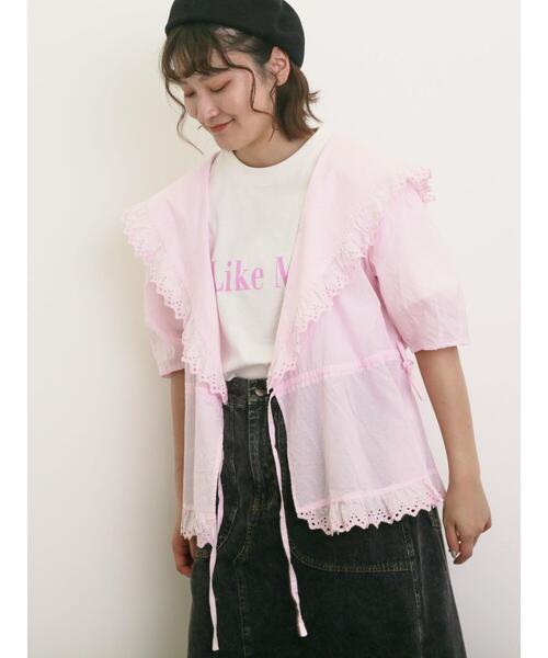 Samansa Mos2(サマンサ モスモス)の「◎カシュクールレースブラウス(シャツ/ブラウス・レディース・ブラック/ピンク/オフホワイト/ミント・F)」の4枚目の写真