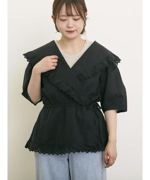 Samansa Mos2(サマンサ モスモス)の「◎カシュクールレースブラウス(シャツ/ブラウス・レディース・ブラック/ピンク/オフホワイト/ミント・F)」の1枚目の写真