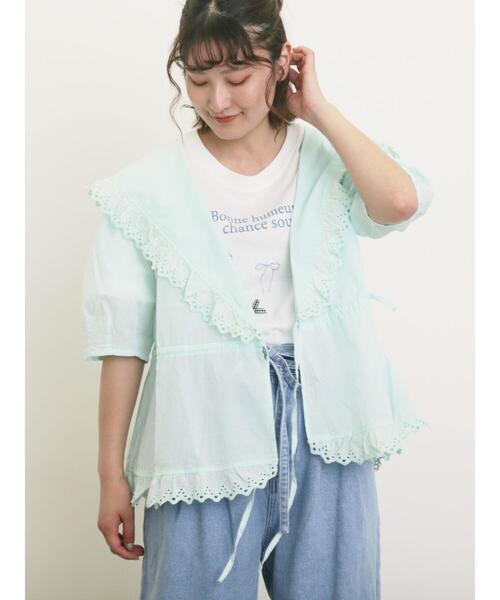 Samansa Mos2(サマンサ モスモス)の「◎カシュクールレースブラウス(シャツ/ブラウス・レディース・ブラック/ピンク/オフホワイト/ミント・F)」の9枚目の写真