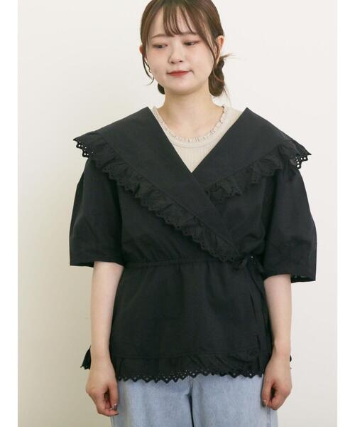 Samansa Mos2(サマンサ モスモス)の「◎カシュクールレースブラウス(シャツ/ブラウス・レディース・ブラック/ピンク/オフホワイト/ミント・F)」の13枚目の写真